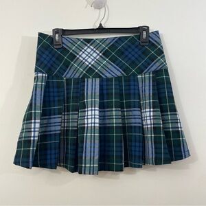American Eagle Skirt Preppy Schoolgirl Mini Skirt 4 Blue Tartan Plaid Pleated